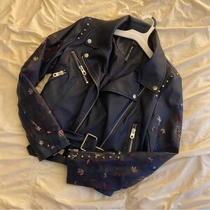 Lord & Taylor Embroidered Leather Jacket